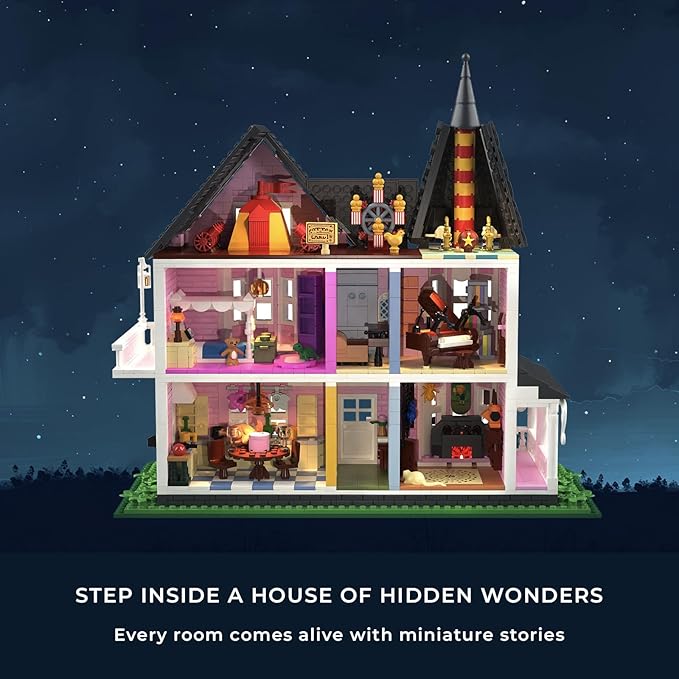 Pink Palace House Building Kit 2194 PCS Movie‑Inspired Display Model for Adults Ideal Open‑Back Interior Rooms Gift Box Packaging (Standard Edition)