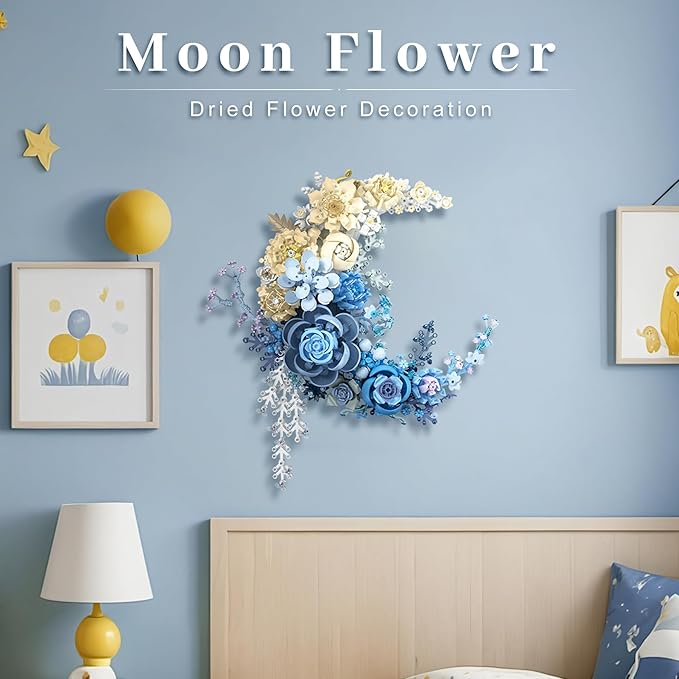 Crescent Moon Flower Building Set Compatible with Lego Botanical Collection Building Blocks Kit for Adults - Unique Home Décor Wall Art and Gift Idea