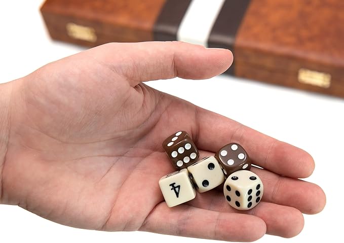 Backgammon Board Game Deluxe Leather Like Case Felt Interior Brown Classic Backgammon Game Popular Board Game Board Games (Medium (15))