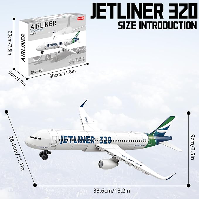 City Passenger Airplane Building Blocks Sets Airliner Building Kits A320 Airbus Model Toys Gift for Adults Kids Teens Aviation Enthusiast 129 PCS