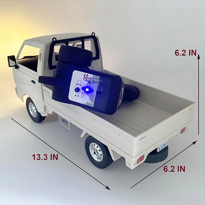 WPL D12 RC Kei Truck 1/10 Scale RC Car Off Road Pickup Remote Control Drift Car RTR 2.4GHz Rear Wheel Drive 260 Motor Proportional Throttle Steering Hobby Toy Vehicle Adult 2 Batteries