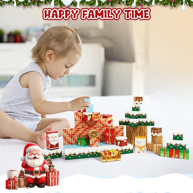 Magnetic Blocks-Build a Fantasy World Christmas Edition Magnetic Tiles112Pcs-Magnetic Building Blocks Educational Toys Kids Ages 3 4 5 6 7 8 STME Montessori Sensory Toys (112P)