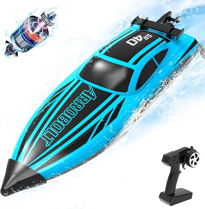 volantexrc Brushless RC Boats for Adults 30+MPH Fast Remote Control Boat with 2 Rechargeable Batteries for Lakes 30+ Mins Full Proportional Boats High Speed RC Boat for Adults (79705 Blue)