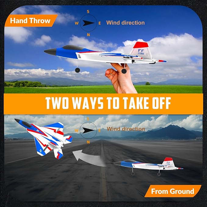 4-CH F22 Raptor Remote Control Airplane RTF RC Plane Fighter Jet with LED Light 6-Axis Gyro 3 Flight Modes Multiple Aerobatic Maneuvers Wingspan 500mm Suitable for Gifts
