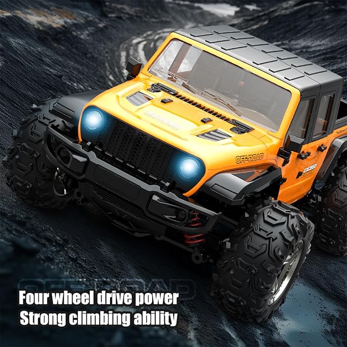 1: 20 Full Scale High Speed RC Racing Four-Wheel Drive Climbing Remote Control Off-Road Vehicle Model Equipped with 2 Fast Rechargeable Batteries with a Range of up to 1 Hour (Orange)