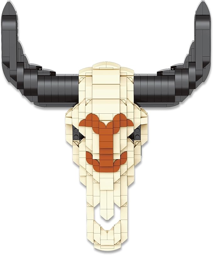 Brickcraft Officially Licensed Yellowstone TV Show Cow Steer Skull with Table &amp Wall Mount Included 563 Pieces Multicolored Brick Building Set