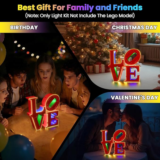Upgraded Led Light Kit Compatible with Lego Love Building Set Lights Decoration Compatible with Lego 31214 Gift Ideas for Valentine's Day Birthdays Wedding (Model Not Included)