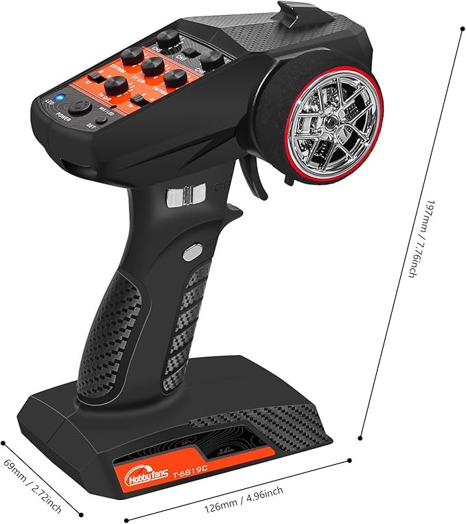 Hobby Fans RC Radio System 7CH 2.4G RC Transmitter with Receiver Anti-Jamming Remote Controller for RC Car Crawler Boat Knob
