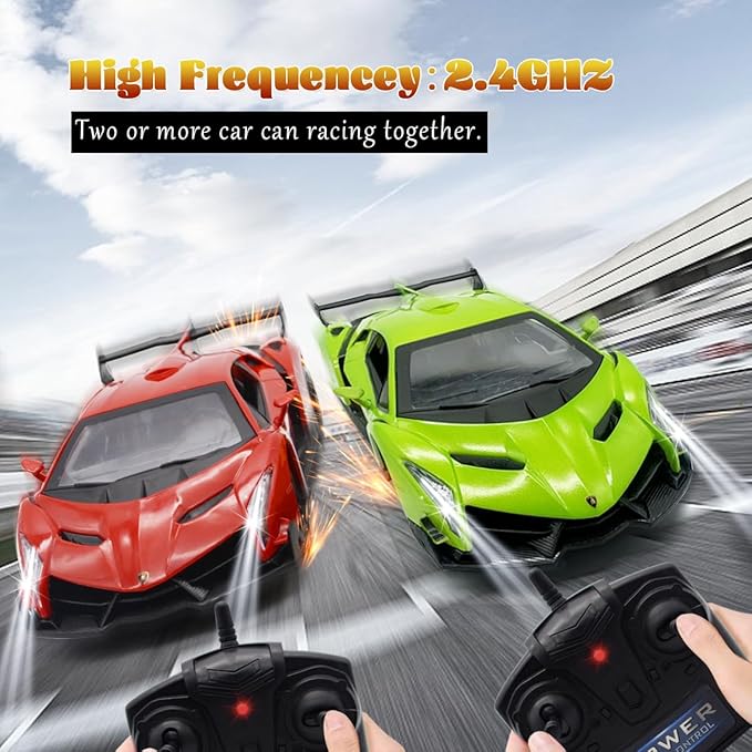QUN FENG Lamborghini Remote Control Car 1:24 Scale Lambo Toy Car Officially Licensed Rc Cars with Light 2.4Ghz Model Car for Boys 4-7 Girls Birthday Gift Green