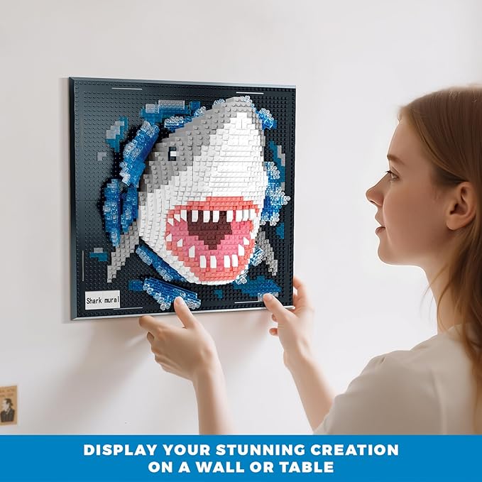 Loyratche Shark Animal 3D Wall Art Micro Mini Building Blocks Set Unique Home Wall Decor or Table Display Ideal Birthday Toy for Adults