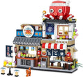 Japanese Street View Takoyaki Shop Mini Building Blocks MOC Creative Japanese Toys for Girls 6-12 Years Old 722 Pcs Simulation Architecture Construction Toy Gift Idea for Kids Adults