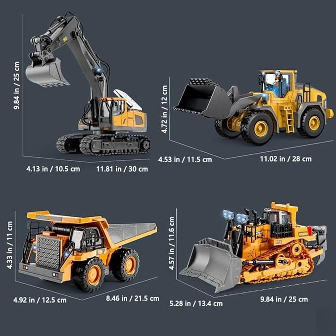 Mudsterz - Mudsterz Trucks Mudsterz Excavator 2.4GHz RC Construction Vehicle with Cool Lights and Real Sounds Realistic Engineering Design Metal Parts Little Builders Big Action (A1+B1+D1)