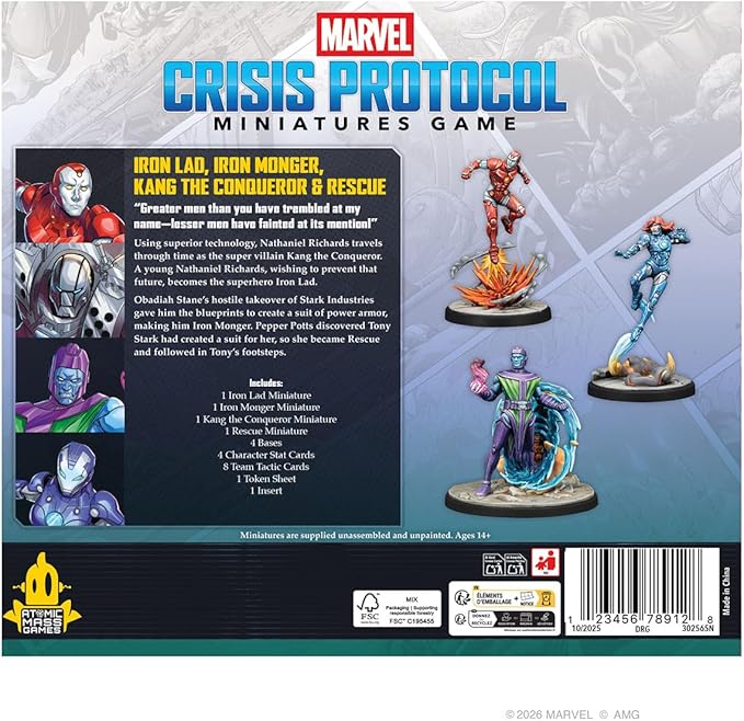 Asmodee Marvel: Crisis Protocol Iron Lad Iron Monger Kang The Conqueror &amp Rescue Character Pack - Tabletop Superhero Game Strategy Game for Kids &amp Adults Ages 14+ 2 Players 90 Min Playti