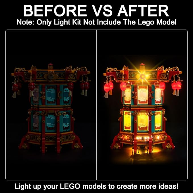 Upgraded Led Light Kit Compatible with Lego Trotting Lantern Building Set Lights Decoration Compatible with Lego 80116 Best Gifts for Adults (Model Not Included)