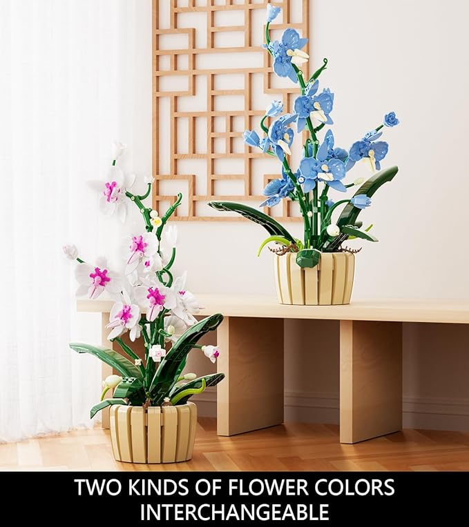 Icons Orchid Flowers Building Set Exquisite Orchid Bonsai for Adult- Compatible with Lego Flowers Ideal for Mothers and Valentine's Day Display (1192pcs)
