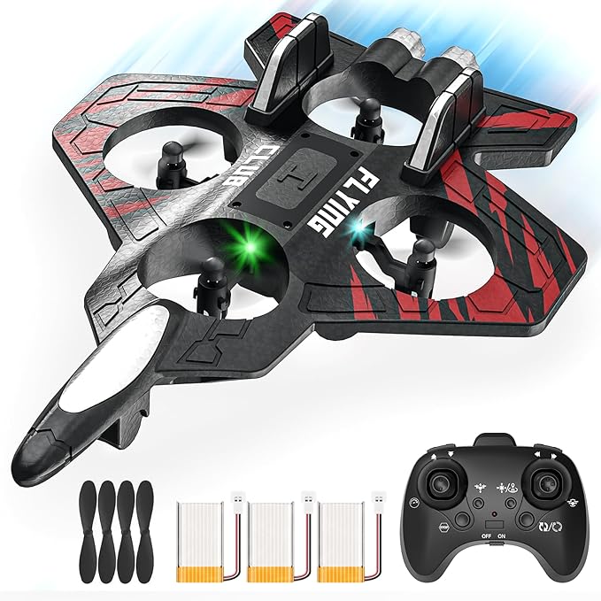 RC Plane - RC Airplane Fighter Foam Remote Control Airplanes RC Plane Fighter Jet with Auto Hover Headless Mode 3D Flip Colorful LED Lights &amp 3 Batteries