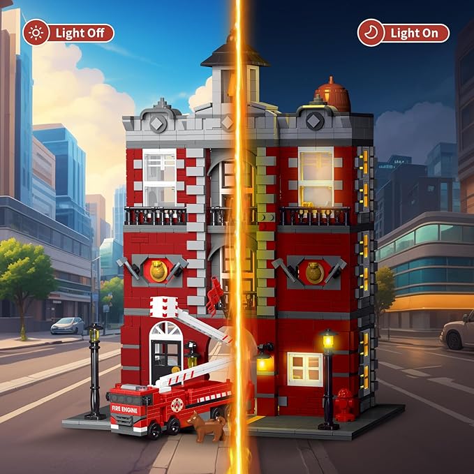 City Fire Rescue Building SetCompatible with Lego Fire Truck Building BlocksBirthday Gifts for Children and Adult (1823 PCS)