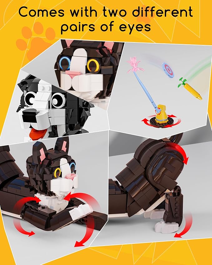 3 in 1 Animal Tuxedo Cat Building Set - Animal Figurines with 3 Building Options into Cat Dog or Rabbit - Learning Toy Birthday Gift for Kids Girls &amp Boys Ages 6+
