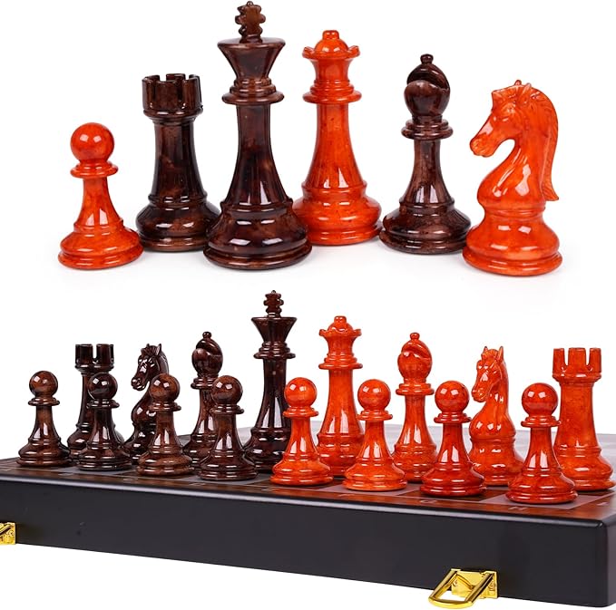 17 Inch Super Large Chess Set Weighted Acrylic Chess Pieces with Zinc Alloy Core 4.2” King Luxury Staunton Chess Set Professional Tournament Folding Chess Board for Home Club &amp Display