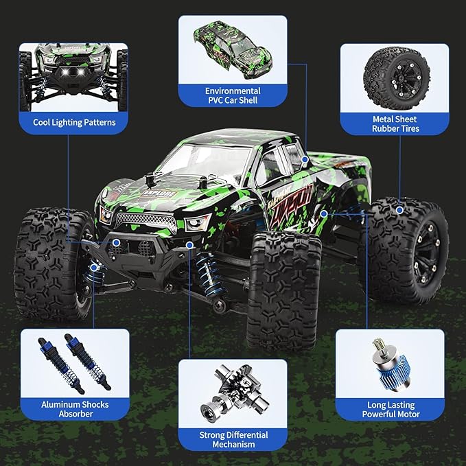 TENSSENX 1:18 Scale All Terrain RC Cars 40KPH High Speed 4WD Remote Control Car with 2 Rechargeable Batteries 4X4 Off Road Monster Truck 2.4GHz Electric Vehicle Toys Gifts for Kids and Adults