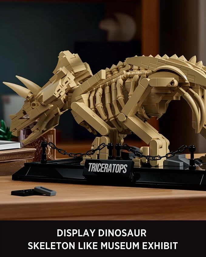 Nifeliz Triceratops Fossil Model Set Dinosaur Skeleton Building Set for Adults and Collectors Ideal Gift for Fossil Lovers (798 PCS NF10351)