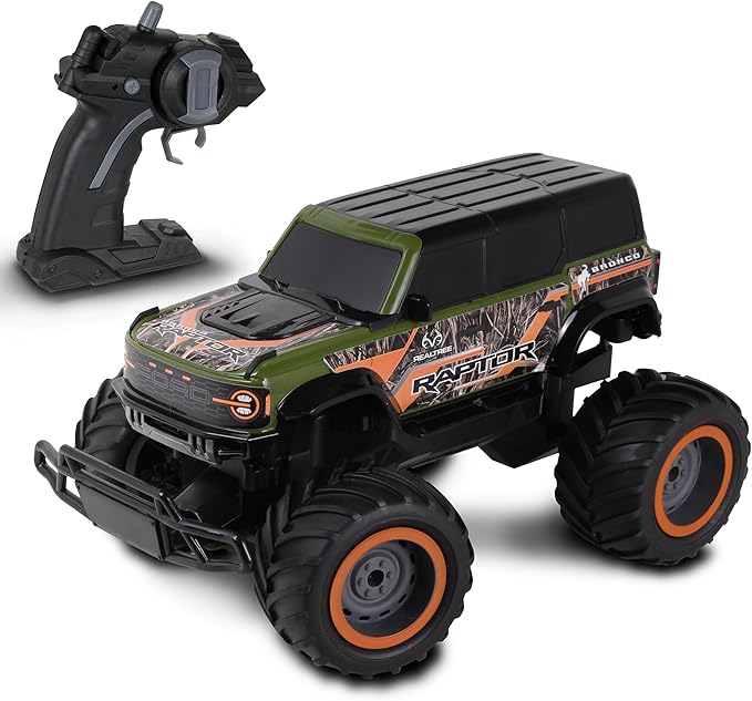 NKOK Realtree: RTR RC - Ford Bronco Raptor - Green-Orange-Camo - 2.4 Ghz High Performance for Donuts &amp Wheelies Turbo Boost Radio Controlled Vehicle