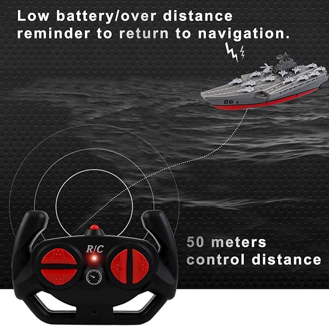 Remote Controlled Warship Battleship Aircraft Carrier 10km/h 4WD 2.4G RC Boat On Water Lakes Pools Exhibits Models for 14Y+ Beginners