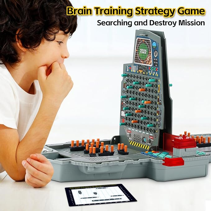 Talking Sea Battle Board Game with Light and Sound Effects Electronic Naval Battle Strategy Game with 200 Preset Ships Layout Logicality Training 1-2 Players Family Board Game (Gray)