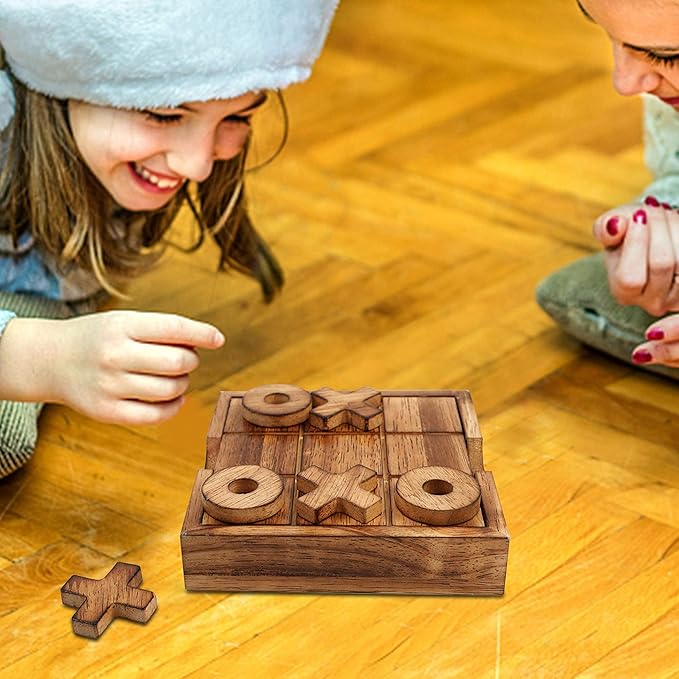 Glintoper Tic Tac Toe &amp 4 in a Row Tables Game Set Classic Board Line Up 4 for Living Room Rustic Table Decor and Use as Game Top Wood Guest Room Decor Strategy Board Games for Families