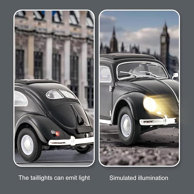Remote Control Car 1:16 Scale Classic Beetle 1950 Model Toys Car for Teens 2.4GHz 4CH RC Car Rear Wheel Drive with LED Ligjhts and Rechargeable Battery Birthday for Teens Adults