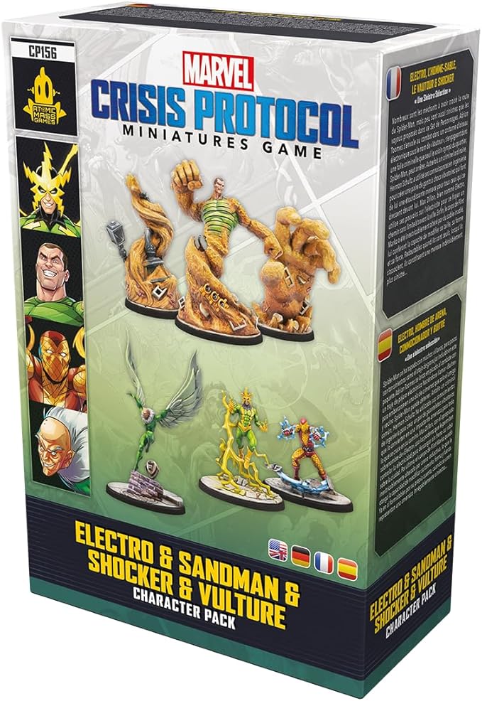 Marvel: Crisis Protocol Electro &amp Sandman &amp Shocker &amp Vulture CHARACTER PACK - Sinister Villains Unleashed! Tabletop Superhero Game Ages 14+ 2 Players 90 Min Playtime Made by Atomic Ma