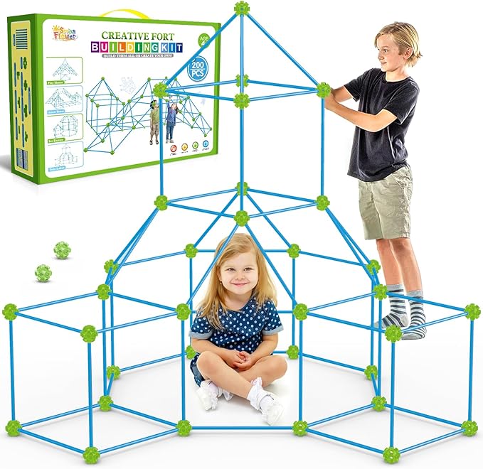 SpringFlower Fort Building Kit for KidsSTEM Construction Toys Educational Gift for 3 4 5 6 7 8 9 10 11 12 Years Old Boys and GirlsUltimate Creative Set for Indoor &amp Outdoors Activity200 PcsGr