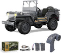 RC Crawlers 1:10 Scale D888 Willys Military Jeep 2.4Ghz 4WD Off Road Rock Crawler with Lights Removable Accessories All Terrain RC Jeep Toy for Adult Teens-Upgradable (2 Batteries)