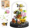 QLT QIAOLETONG Flower Bouquet Building Sets 588 PCS Animals Flowers Botanical Collection Mini Bricks Building Blocks Toy for Adults Valentine's Day for Her Mom Women Wife Girlfriend (Bee)