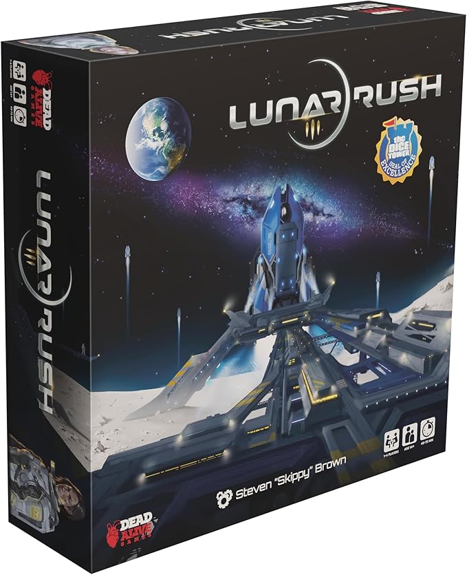 Dead Alive Games: Lunar Rush - Standard Edition - Euro-Style Board Game Moon &amp Space Resource Management Worker Placement Ages 14+ 1-4 Players