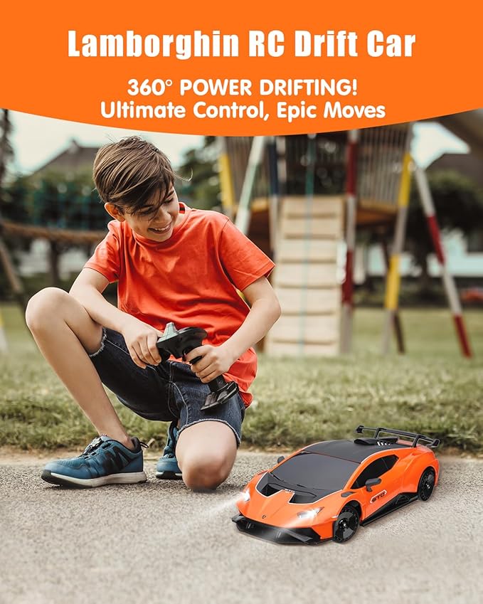 Lamborghini Remote Control Car for Boys 8-12 Officially Licensed 1:18 Scale 2.4GHz 15Km/ RC Drift Car Toys with Headlight 2 Batteries 60 Min Play RC Gift Toy for Boys &amp Girls Ages 3-12 &amp Ad