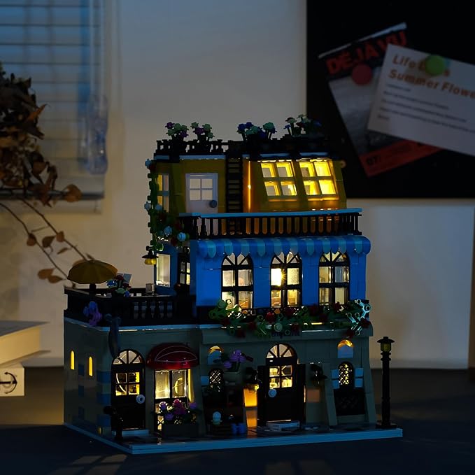 ENJBRICK Flowers City Hotel House Building Kit for Adutls Creator Building Toy Set with Apartmant and Shops for Girls and Adults 1464 pcs