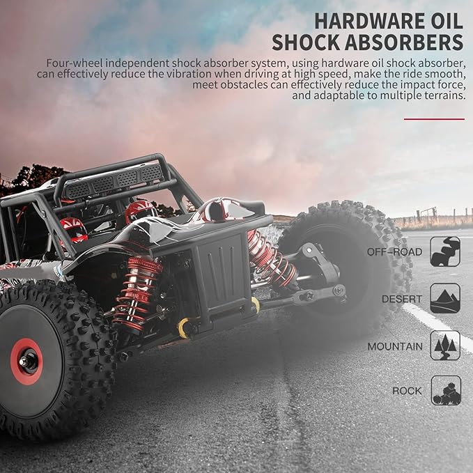 GoolRC WLtoys 124016 V2 RC Car 1:12 Scale Remote Control Car 4WD 75km/h High Speed Racing Truck 2.4GHz All Terrain Off Road RC Truck RTR with Brushless Motor and Metal Chassis for Adults