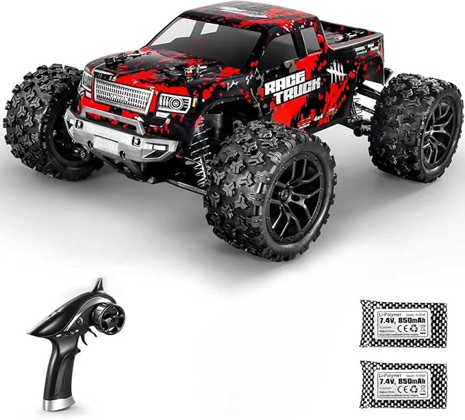 HAIBOXING 1:18 Scale All Terrain RC Car 36KM/H High Speed 4WD Electric Vehicle2.4 GHz Radio Controller Included 2 Batteries and A ChargerWaterproof Off-Road Truck (Red)