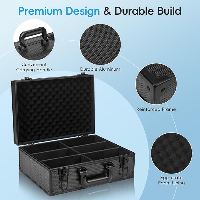 ANNLOV Toploader Storage Box for 3x4 35pt Rigid Cards Holds 600+ Toploaders Sports Card Storage Case Organizer Trading Card Storage Box with Lock