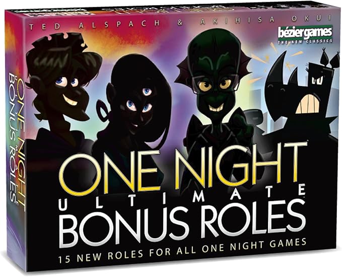 One Night Ultimate Bonus Roles Expansion by Bezier Games | Adds 16 New Roles Artifact Tokens &amp Player Number Tokens for One Night Ultimate Werewolf Vampire Alien &amp Super Villains | Ages 14+