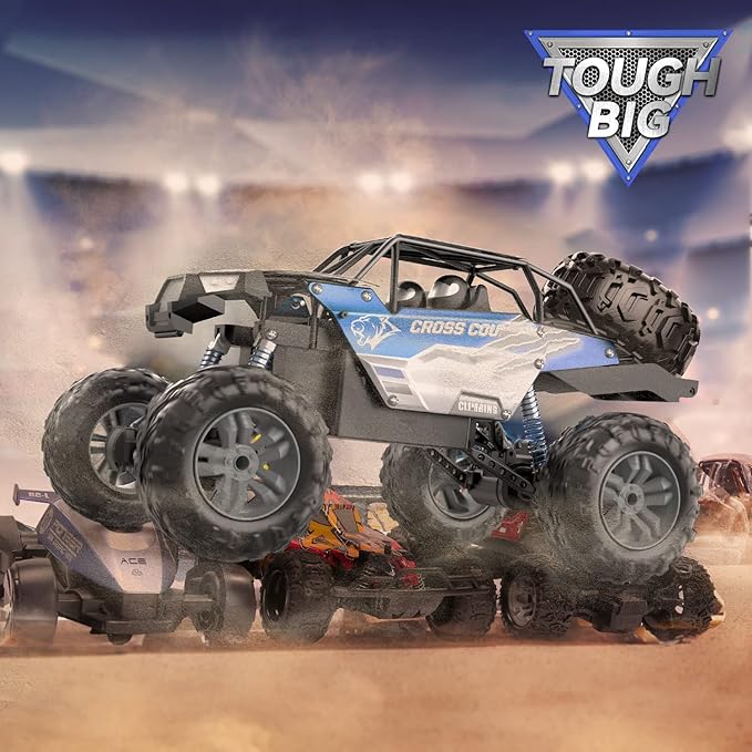 DEERC Large 1:8 Scale Monster Truck for Adults and Boys Upgraded Remote Control Car with Realistic Sound 4WD All Terrain RC Toy with 2 Batteries for 80 Minutes Play