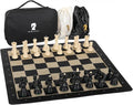 20-Inch Portable Folding Chess Set with Weighted Plastic Pieces Double Queens &amp Carrying Bag – Ideal for Adults Beginners Camping and Game Nights