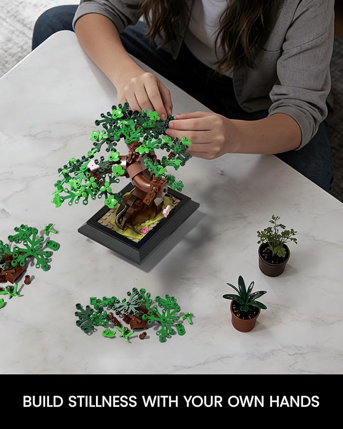 Bonsai Tree Building Sets - 4 in 1 Four Seasons Bonsai DIY Building Blocks Toy Artificial Bonsai Tree Plants for Home Decor Table Desk Office - Christmas Day Gift for Kids and Adults