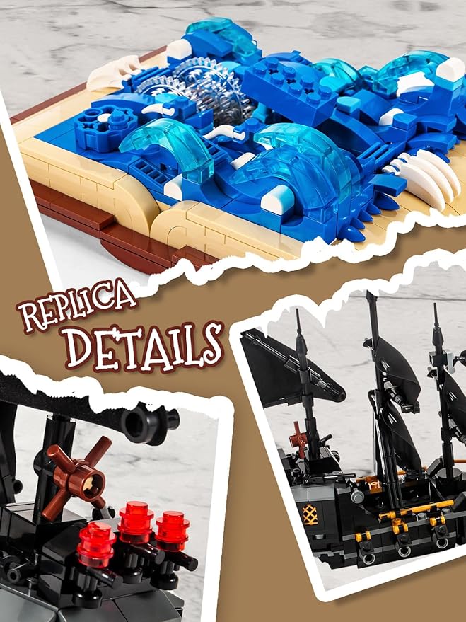 Black Pearl Ship Grimoire Book Building Blocks Toy SetGift for Adults and Kids (919pcs)