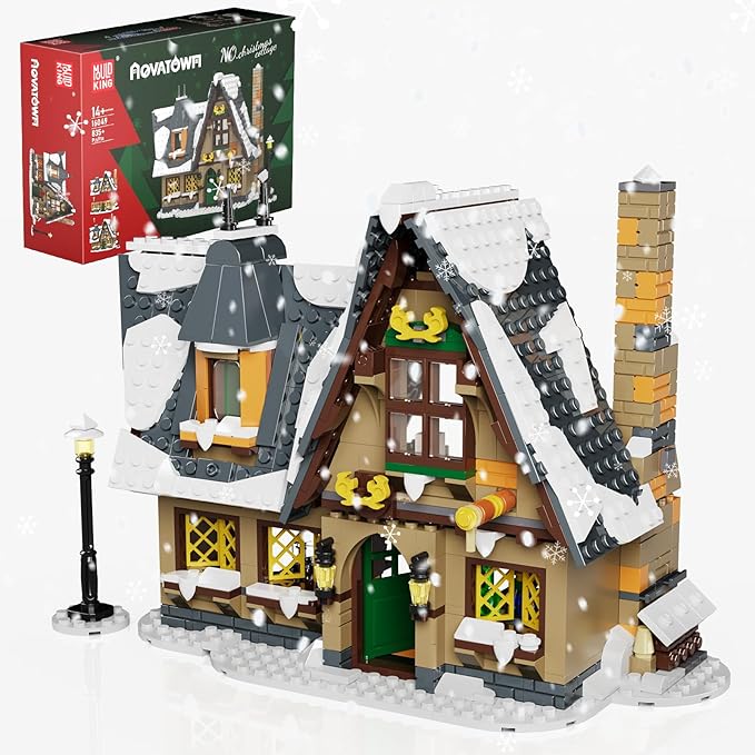 Mould King Retro Christmas Snow House Blocks Set Build a Winter Village with Family Holiday Cabin Collections Kit for Adults 2025 Xmas Decoration Gifts for 14+ and Adults 16049