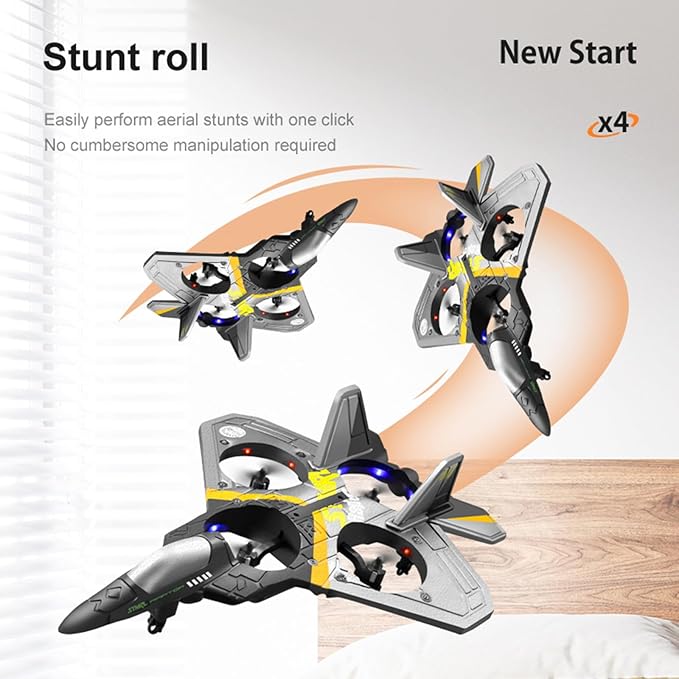 V17 Remote Control Airplane Foam RC Planes for Kids Adults 8-16 RC Fighter Jet Airplane with Light 2 Batteries 360° Flip Fighter Jet Toy Stunt Roll Gifts for Adult Boys (Blue with 2Batteries)