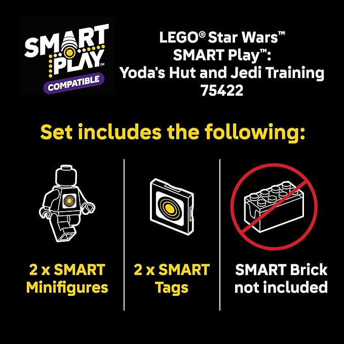 LEGO Star Wars SMART Play: Yoda’s Hut and Jedi Training - Building Toy for Role Play - Compatible Set with 2 SMART Tags and 2 Minifigures - Gift for Boys Girls and Kids Ages 8+ - 75422