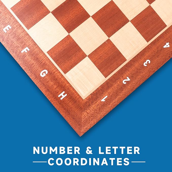 GSE Games &amp Sports Expert Professional Tournament Chess Board Only Sapele &amp Maple Inlaid Chessboard Portable Chess Board for Beginners Kids Adults (Large: 19 / Square: 2 Brown)