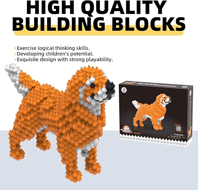 Cute Dog Building Animal Sets Extremely Challenging STEM Building Blocks Decor for Adults Kids Micro 3D Educational Toys for Boys Girls Ages 8 and Up Golden Retriever
